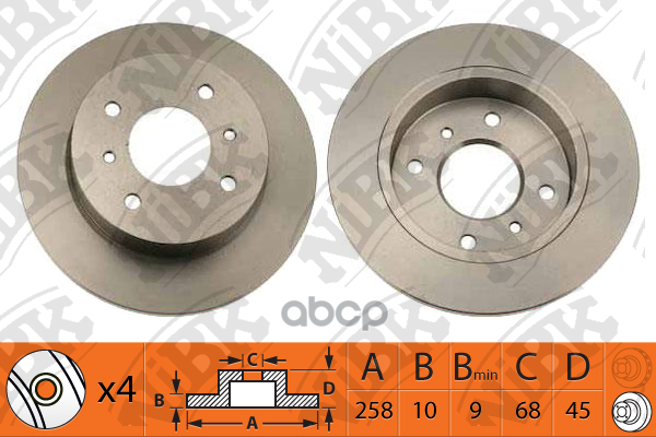 Диск тормозной NISSAN ALMERA (N16) 00-/PRIMERA (P10/P11) 90-02 задний RN1040 NiBK арт. RN1040