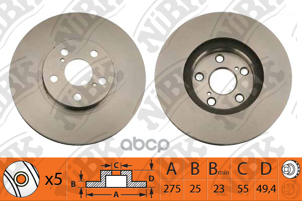 Диск тормозной TOYOTA CELICA 1999-2005 RN1142 NiBK арт. RN1142