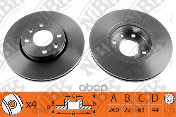 Диск тормозной RENAULT LOGAN 1.6 2007 -   LADA LARGUS 1.6 2012 -   RENAULT LOGAN 1.4 2007 - NiBK арт. rn1187