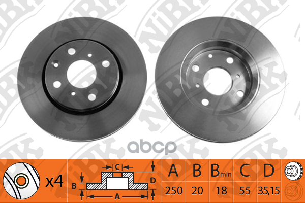 Диск тормозной CITROEN C1/PEUGEOT 107/TOYOTA AYGO 05-  RN1214 NiBK арт. RN1214