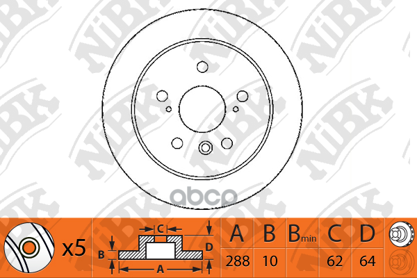 Диск тормозной TOYOTA CAMRY V10/V20 3.0 91-01/V30 2.4-3.0 01- задний RN1223 NiBK арт. RN1223