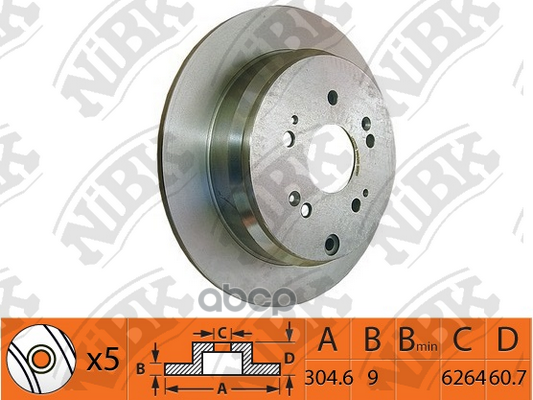 Диск тормозной HONDA CR-V II 02-06 задний RN1259 NiBK арт. RN1259