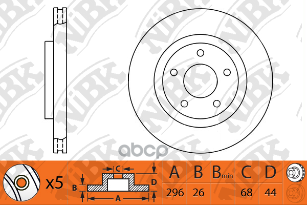 Диск тормозной передний NISSAN QASHQAI 07-/X-TRAIL 07-/RENAULT KOLEOS 08- RN1303 NiBK арт. RN1303