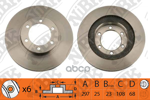 Диск тормозной TOYOTA HILUX 2.5 2010 -   TOYOTA HILUX 3.0 2006 -   TOYOTA HILUX 3.0 2007 - NiBK арт. rn1319