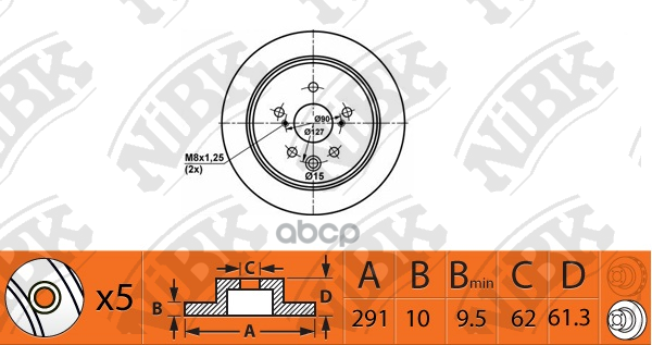 Диск тормозной TOYOTA CROWN 2003-2008 RN1438 NiBK арт. RN1438