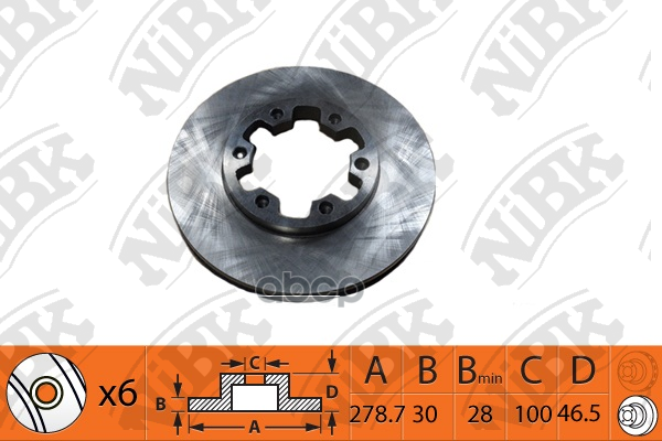 Диск Тормозной Nissan Urvan 3.0 2000 - 2010  Nissan Urvan 2.4 2001 - 2012  Nissan Urvan 3.0 2000 - 2 NiBK арт. rn1447