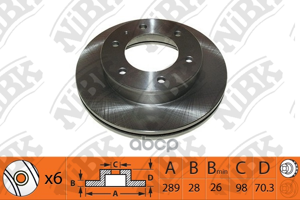 Диск тормозной передний FORD Ranger/MAZDA BT-50 /Vent.D=288mm NIBK RN1465 NiBK арт. RN1465