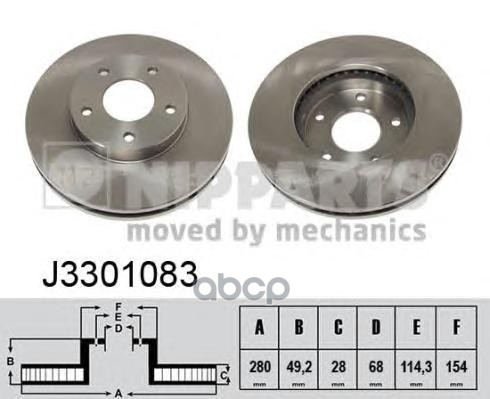 Дисктормознойпередний/Nissan Maxima Qx Sedan 2000- Nipparts арт. J3301083