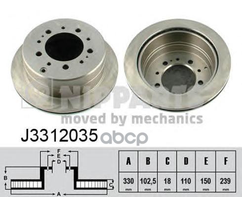 Диск Тормозной Зад Вент L Cruiser (J10) 98 Nipparts арт. J3312035