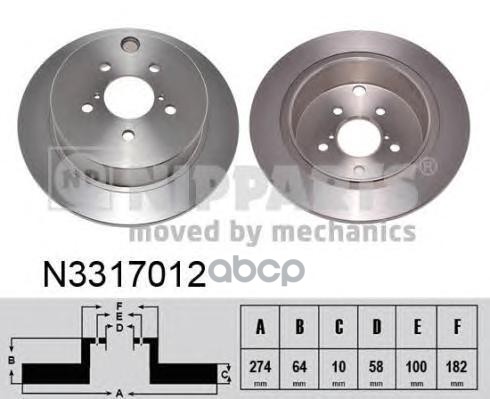 Диск торм Subaru Forester 2013-  Impreza 2012-  XV 2012- Nipparts арт. n3317012