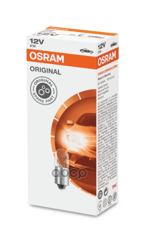 Лампа накаливания сигнальная T4W BA9s Original 12V 2W Картон 10 шт (цена за штуку) Osram арт. 3796
