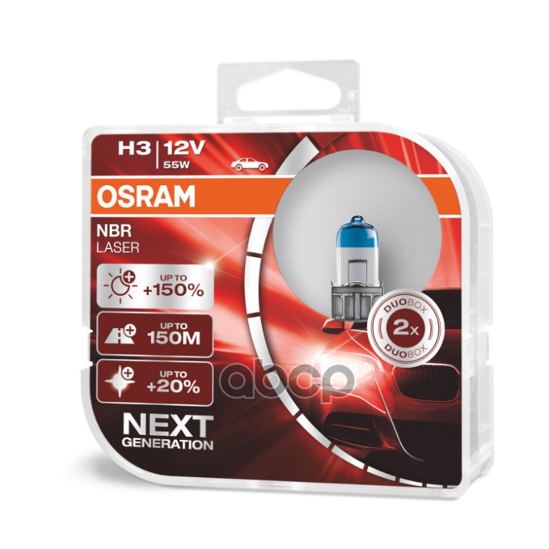 Лампа галогеновая головного света H3 PK22s 3400K Night Breaker Laser 12V 55W Блистер 2шт Osram арт. 64151NLHCB