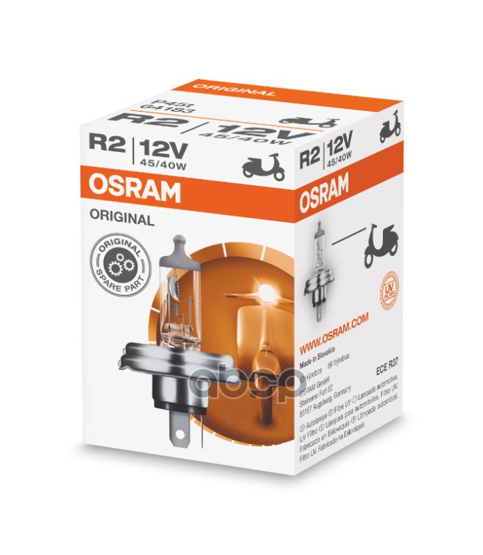 Лампа Мото Галогеновая Головного Света R2 P45t 3200K Original 12V 45/40W Картон 1 Шт Osram арт. 64183