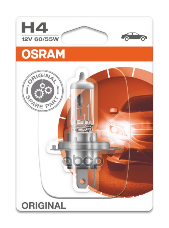 Заменен на 64193-1BL Лампа г/с H4 (60/55W) P43t-38 Original блистер 12V 64193-01B 4050300925127 Osram арт. 64193-01B