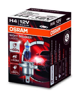 Лампа Галогеновая Головного Света H4 P43t 3400K Night Breaker Laser 12V 60/55W Блистер 1 Шт Osram арт. 64193NBL