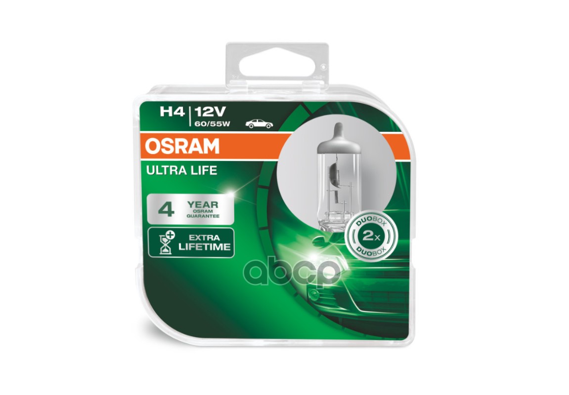 Лампа 12V H4 60/55W P43t OSRAM ULTRA LIFE 2 шт. DUOBOX 64193ULT-HCB Osram арт. 64193ULT-HCB