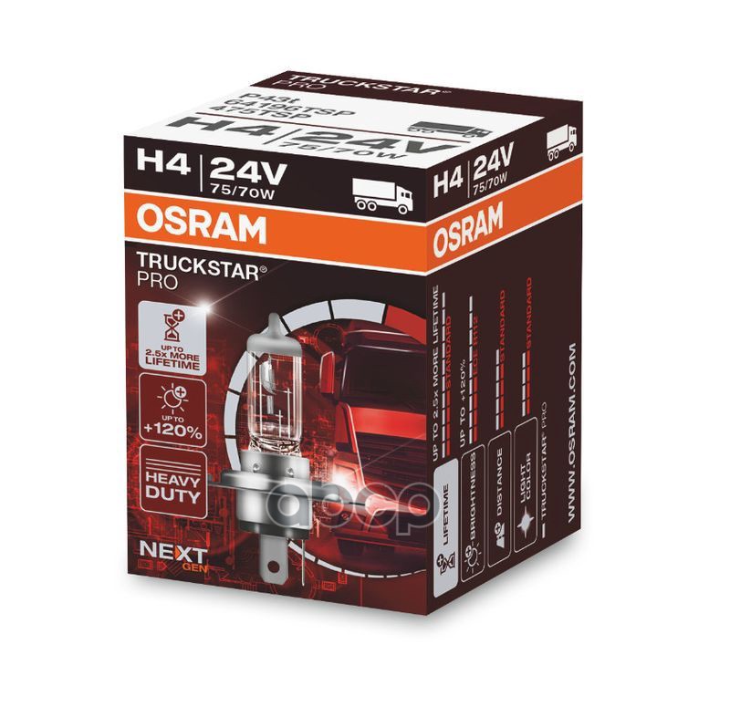 Лампа г/с H4 (75/70W) P43t Truckstar PRO 24V 64196TSP 4008321785046 Osram арт. 64196TSP