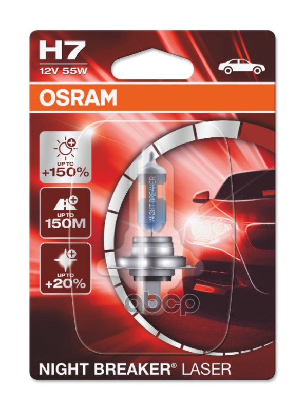 Лампа галогеновая головного света H7 PX26d 3400K Night Breaker Laser 12V 55W Блистер 1 шт Osram арт. 64210NL01B