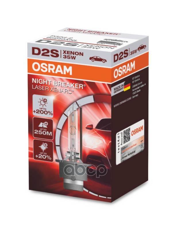 Лампа D2s Xenarc Night Breaker Laser +200% Osram арт. 66240xnl