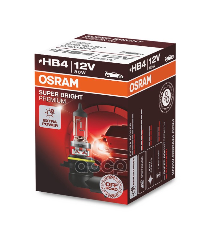 Лампа 12V Hb4 80W P22d Osram Off-Road Super Bright Premium 1 Шт. Картон 69006Sbp Osram арт. 69006SBP
