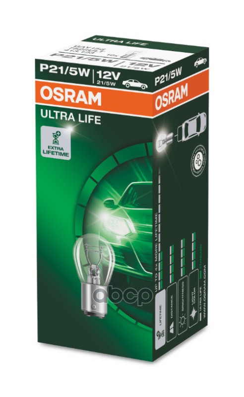 Лампа 12V P21/5W 21/5W BAY15d OSRAM ULTRA LIFE картон 7528ULT Osram арт. 7528ULT