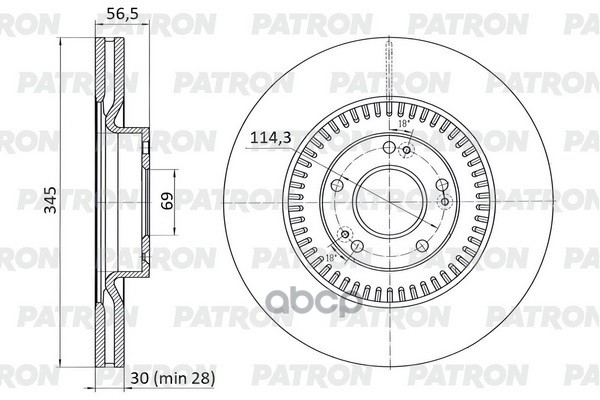 Диск тормозной передн HYUNDAI KIA Equus / Genesis / Quoris 2.0-5.0i 14- PBD1096 PATRON арт. PBD1096