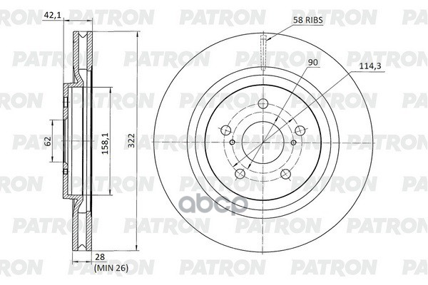 Диск Тормозной Пер. Geely Emgrand Gt 16- PATRON арт. PBD1327