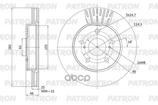 Диск Тормозной Пер. Toyota Corolla (_E21_) 19- PATRON арт. PBD1426