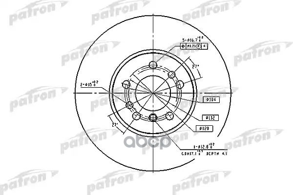 Диск Тормозной Передн Bmw: X3 06-, X5 00- PATRON арт. PBD4187