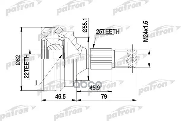 Шрус Наружн К-Кт Peugeot: 305 82-89, 405 1.4-1.9 5.87-, Citroen: Zx 1.1/1.4/1.6/1.8 3.91- PATRON арт. PCV1015