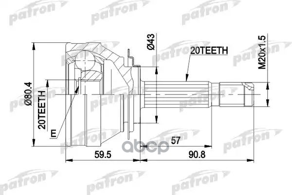 Шрус Наружн К-Кт 20X43.1x20 Fiat: 127 78-82, Fiorino Pick Up 94-01, Fiorino 88-01, Panda 80-04, Panda Van 86-04, Uno 83-95, L...