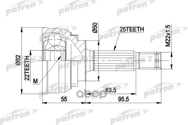 Шрус Наружн К-Кт 25X50x22 Mitsubishi: Colt 78-05/92, Galant 1.6 06/84-12/87, Lancer 78-05/92, Hyundai: Lantra 1.5Ie Ркпп 10/9...