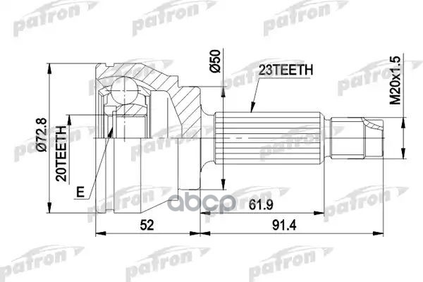 Шрус Наружн К-Кт 23X50x20 Ford: Escort 1.1/1.3 12/85-10/90, Fiesta 1.0/1.1 09/83-03/89, 1.6D 04/88-02/89, Orion 1.3 12/85-07/...