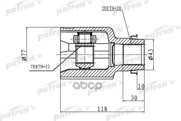 Шрус Внутренний Правый 28X43x22 Mazda 3 Bk 01.07.2007- At PATRON арт. PCV1046