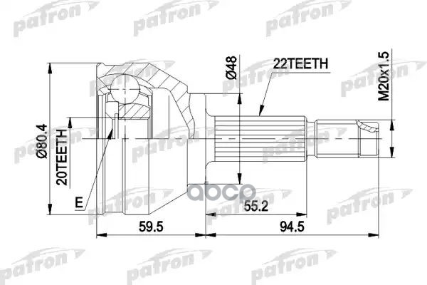 Шрус Наружн К-Кт 22X48.1x20 Autobianchi: A 111 69 - 72, Seat: Ibiza I 84 - 93, Malaga 84 - 93, Ronda 82 - 88 PATRON арт. PCV1055