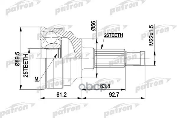 Шрус Наружн К-Кт 26X56x25 Mazda: 626 9.87-92 PATRON арт. PCV1059