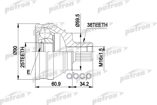 Шрус Наружн К-Кт 38X59.5x25 Audi: 100 1.8 1.88-12.90 PATRON арт. PCV1119