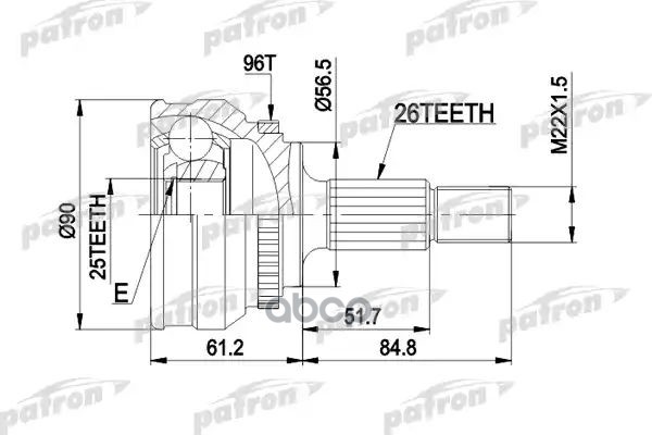 Шрус Наружн К-Кт 26X56.5x25 Abs:96t Audi: 100 84-12.87 PATRON арт. PCV1127