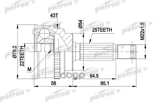 Шрус Наружн К-Кт 25X54x22 Mitsubishi: Galant 1.8 3.88-8.90 PATRON арт. PCV1161