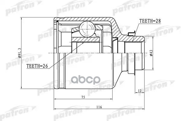 Шрус Внутренний Правый 26X43x28 Kia Carnival/Sedona [Fl] 98-05 PATRON арт. PCV1166