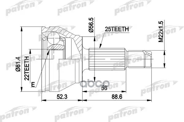 Шрус Наружн К-Кт 25X56.5x22 Ford: Fiesta 95-00 PATRON арт. PCV1192
