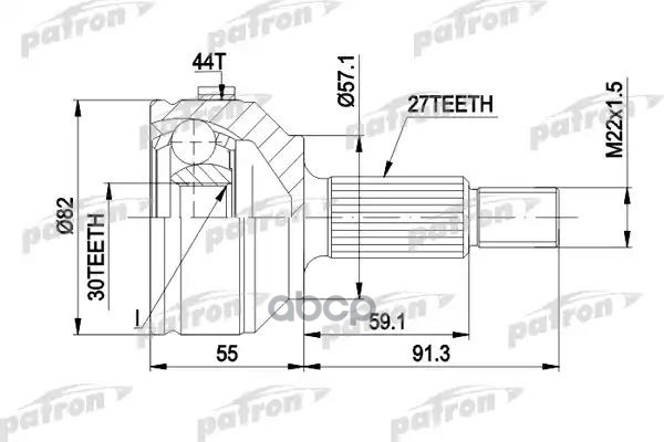 Шрус Наружн К-Кт 27X57x30 Abs:44t Ford: Mondeo С И Без Abs 1.93- PATRON арт. PCV1201