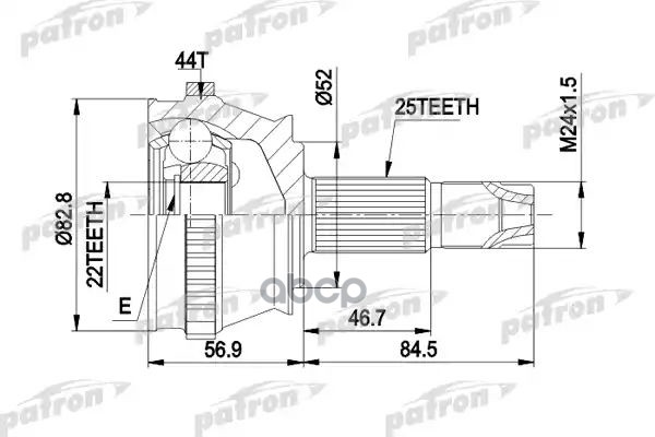 Шрус Наружн К-Кт 25X52x22 Abs:44t Alfa Romeo: 145 94-01, 146 94-01, Fiat: Marea 96 -, Marea Weekend 96 -, Punto 93-99, Punto ...