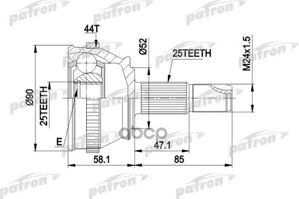 Шрус Наружн К-Кт 25X52x25 Abs:44t Alfa Romeo: 145/146 1.6/1.7/1.9Jtd/2.0 96-01, Fiat: Coupe 1.8 16V, 2.0 20V 03/96-03/98, 2.0...