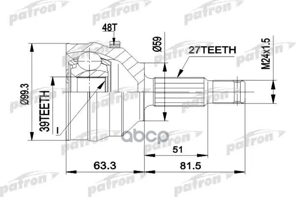 Шрус Наружн К-Кт 27X59x39 Abs:48t Citroen: Evasion 94-02, Jumpy 94 -, Jumpy Фургон 94-, Fiat: Scudo 96 -, Ulysse 94-02, Lanci...