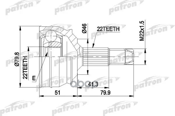 Шрус Наружн К-Кт 22X46.8x22 Fiat: Brava/O 1.4/1.6 16V 10/95-10/01, Lancia: Delt A Ii 1.6Ie 02/96-08/99, Без Abs PATRON арт. P...
