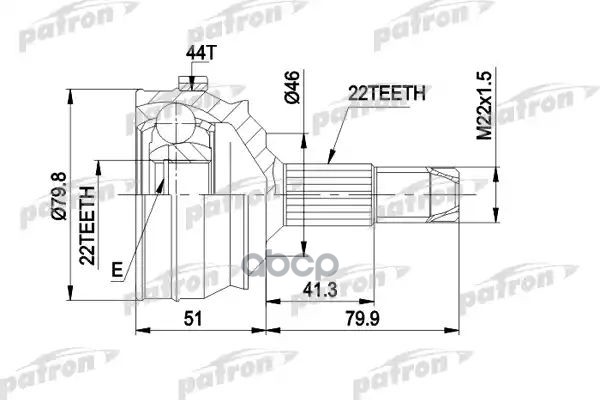 Шрус Наружн К-Кт 22X46.8x22 Abs:44t Fiat: Brava 1.4/1.6 95-99 PATRON арт. PCV1227