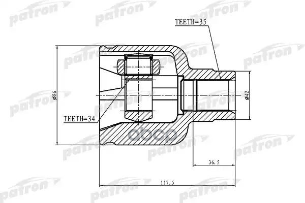 Шрус Внутренний Правый 35X42x34 Ford Mondeo Ge (By4/B5y) 00-07 PATRON арт. PCV1228