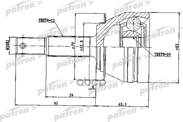 ШРУС наружн компл. PCV1234 PATRON арт. PCV1234