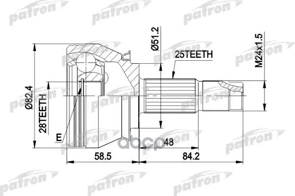 Шрус Наружн К-Кт 25X51x28 Lancia: Ypsilon 1.3D Mj 03> PATRON арт. PCV1244